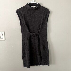 Design History gray short sleeved turtleneck sweater dress merino wool comfort